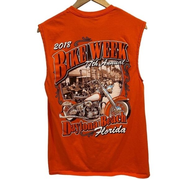 2018 Bike Week Daytona beach muscle graphic muscle t-shirt orange unisex medium - Picture 3 of 11